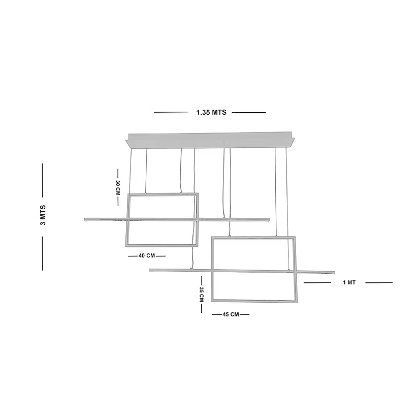 Lámpara Colgante Led Moderna QUODRE 9245 Dorado Control Remoto, Altura Ajustable 120W –Luxica